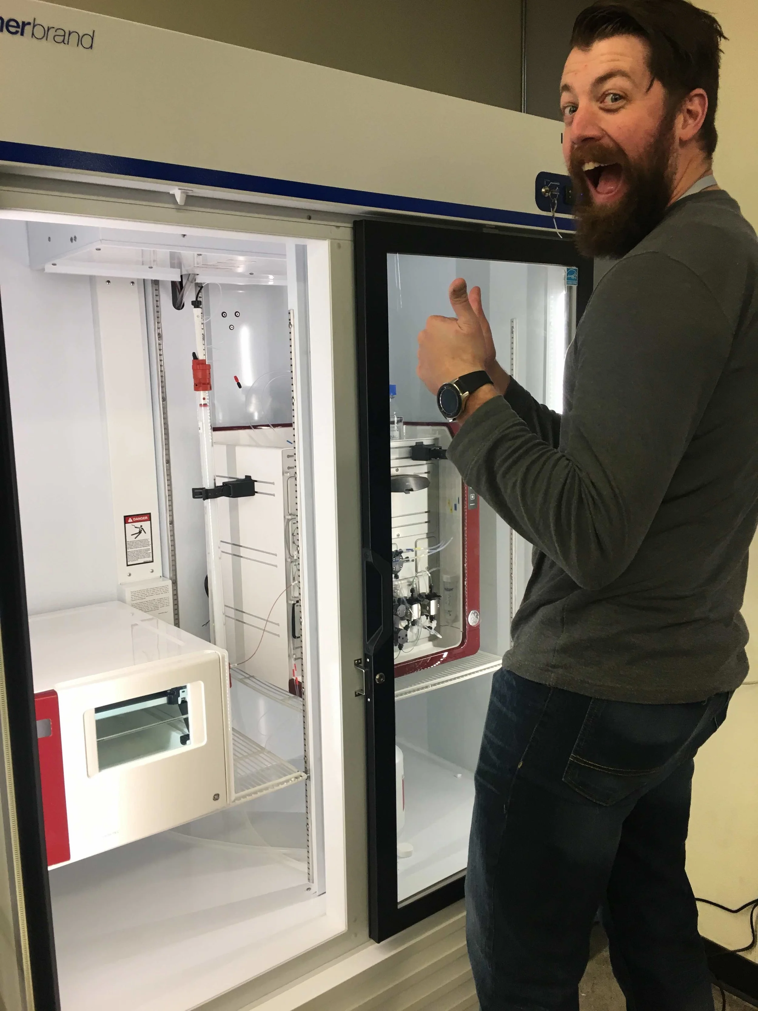 Luke is clearly excited about the new instrument!