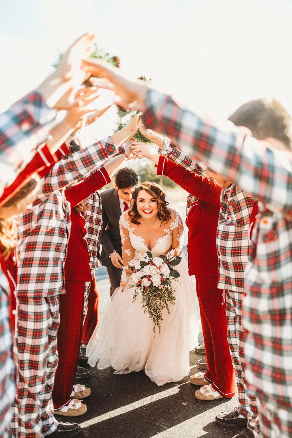 Flannel top wedding dress