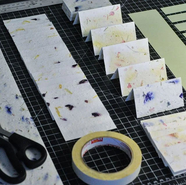Ready To Go!  Typewritten Table Place Cards &bull; &bull;
&bull;
 #wedding #typewriter #Emilypost #tablecards #Handmade #etsy #custom #etsyhandmade #typewritten #homemade #specialorder  #buffalove #design #seedpaper #june2018 #weddingideas #pintrest

