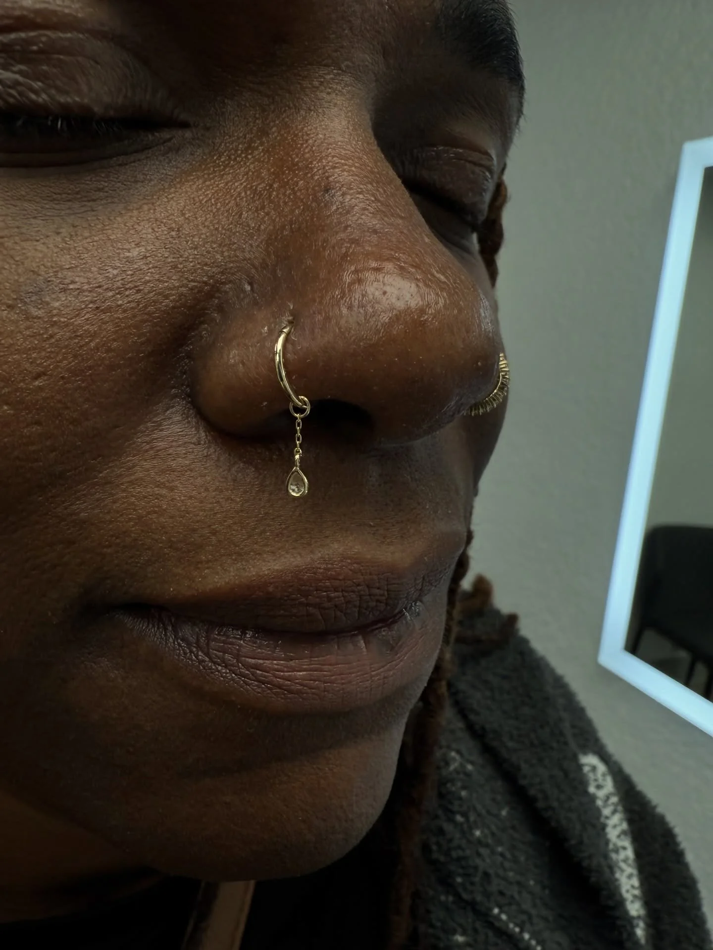 When you are healed &amp; can finally upgrade to rings in your piercing😍🔥👏🏻 featuring @buddhajewelryofficial clicker &ldquo;Radiant&rdquo; and a seam ring with the CZ charm &ldquo;Concorde&rdquo; all in 14k solid yellow gold. Pierced, styled, ins