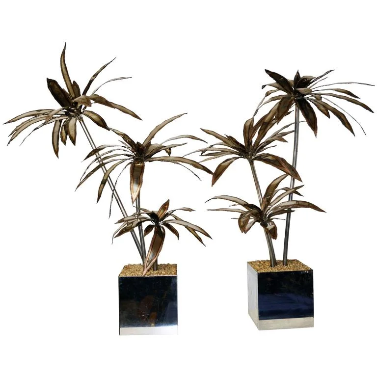 PAIR OF 1960s FRENCH STEEL PALM TREES