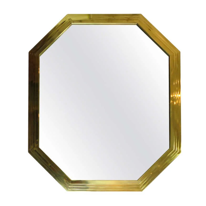 MID-CENTURY ITALIAN OCTAGONAL BRASS MIRROR