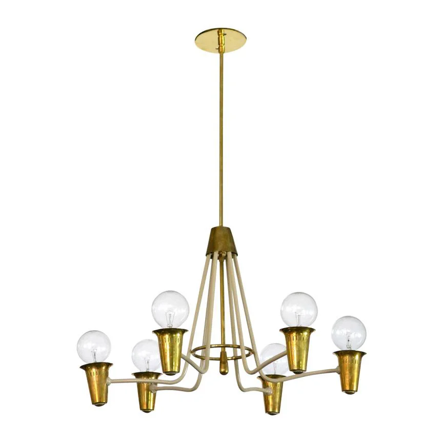MID-CENTURY MODERN BRASS CHANDELIER