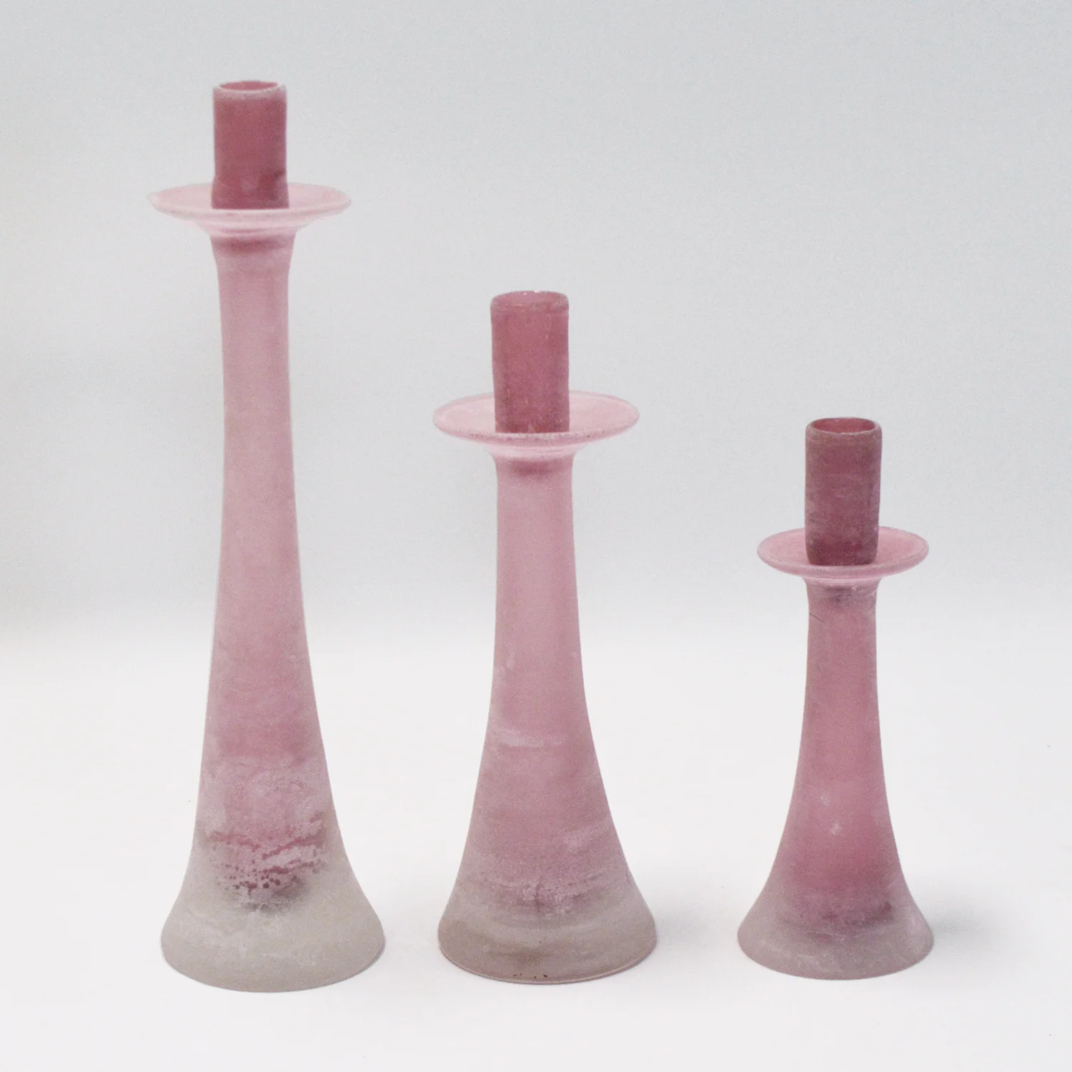 SET OF CENEDESE SCAVO MURANO GLASS CANDLE HOLDERS