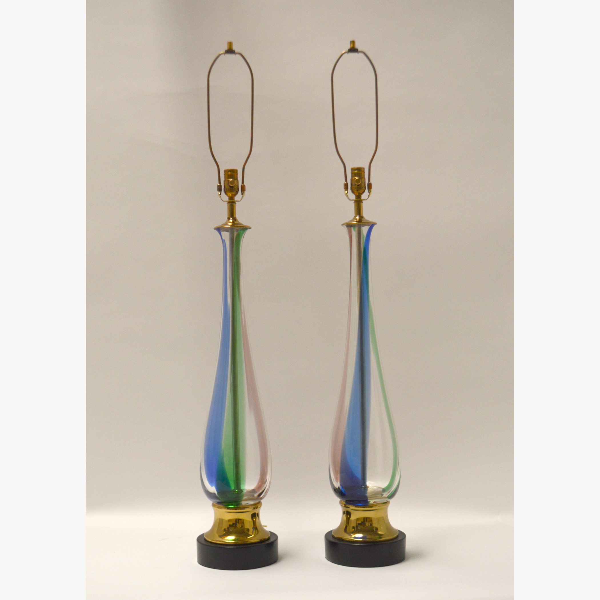 PAIR OF TALL MULTI COLORED MURANO GLASS LAMPS — Porter & Plunk