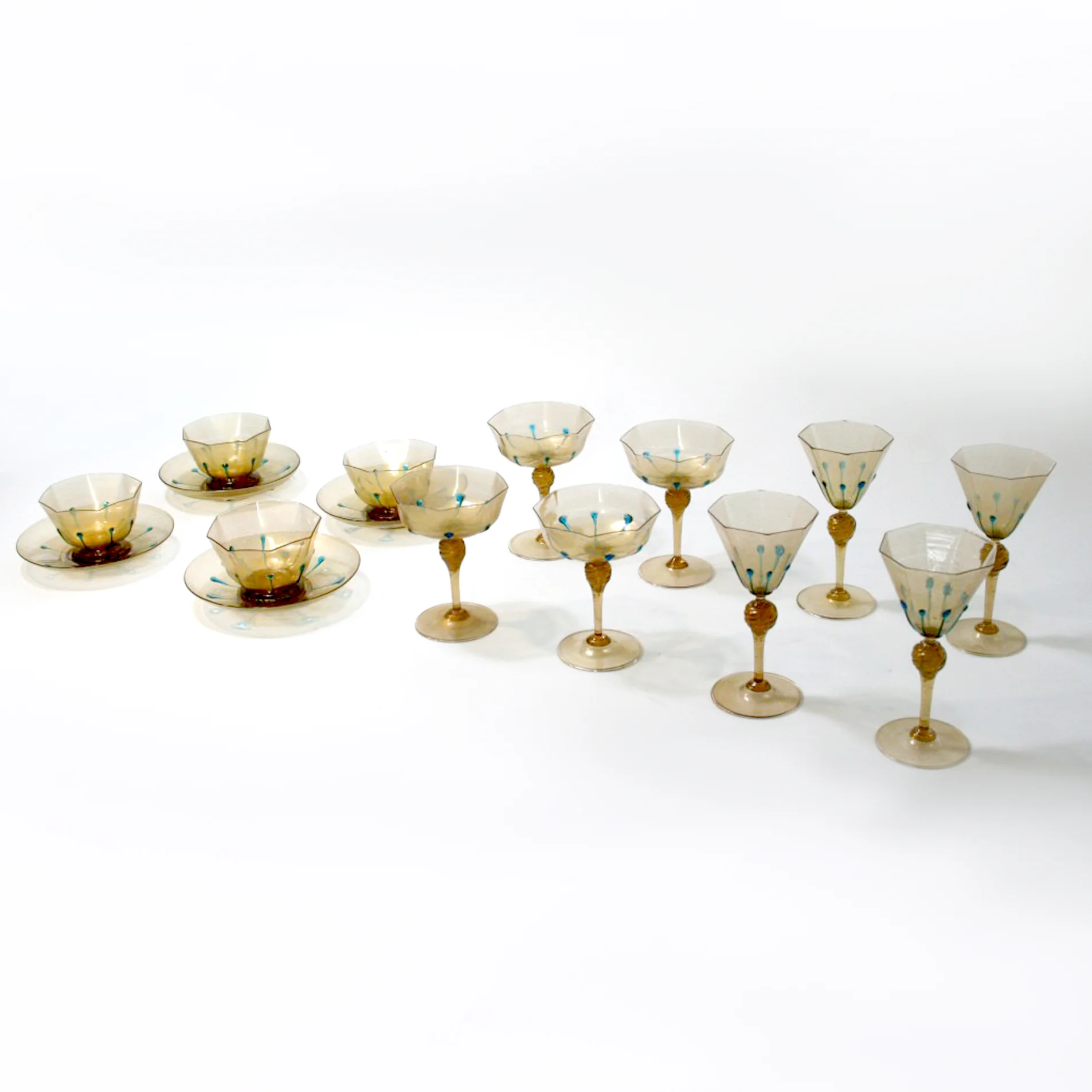 Set of Galliano Ferro Venetian Stemware