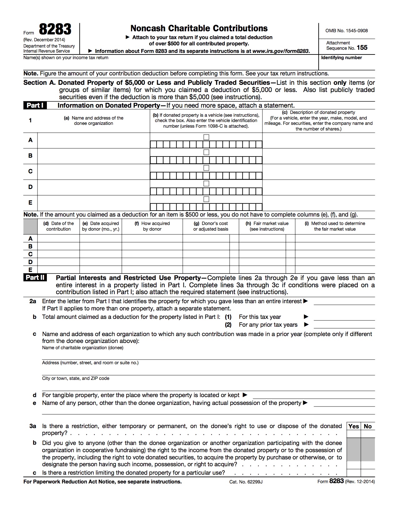 Noncash Charitable Contributions