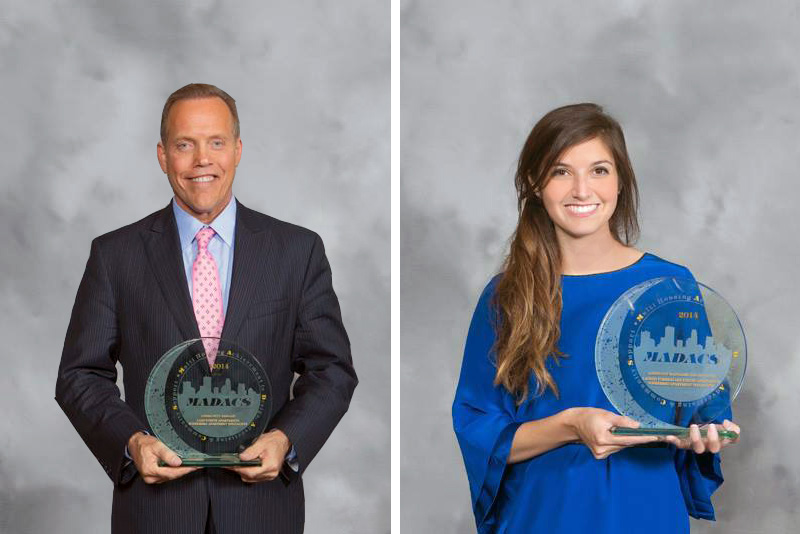 Jim Soderberg with Best Model award & Christine Ripka accepting Assistant Manager award on behalf of Lauren Torres