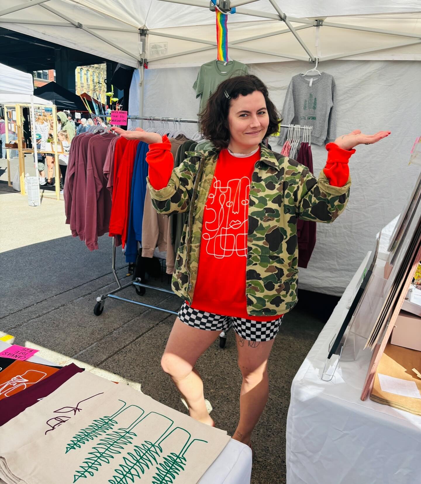 New limited addition run of poppy colored sweatshirts available at the @portlandsaturdaymarket 🍅💥 these won&rsquo;t be online but you can DM me to grab one!