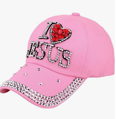 "I Love Jesus" Rhinestone Ball Caps