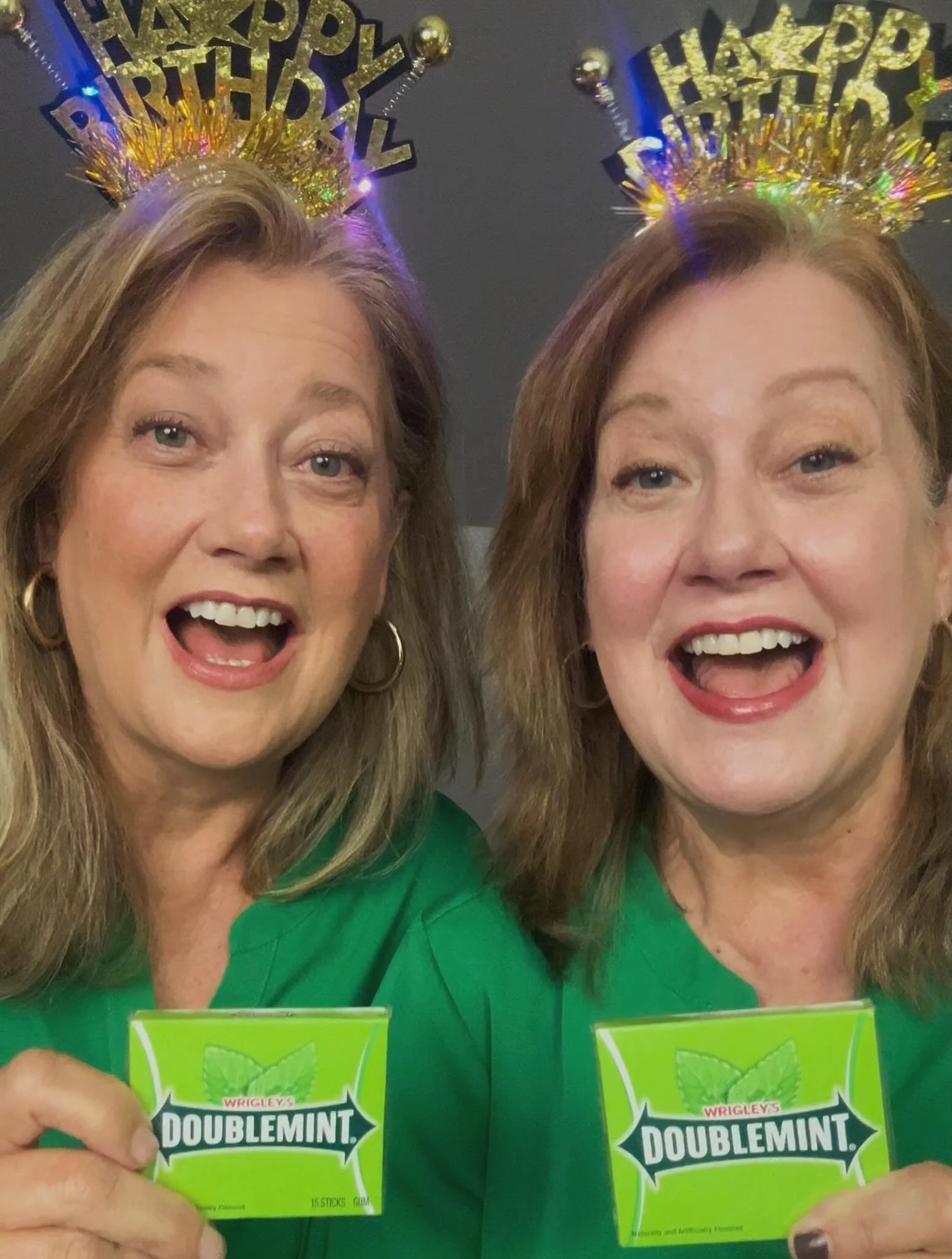 Well, that was a fun way to start the day! Linda and I had a Cameo request from one brother to another for a 56th birthday! Check us out @therealdoubleminttwins and on CAMEO @cameo ! 💚💚 A double great feeling is waiting for you! 🎵#therealdoublemin