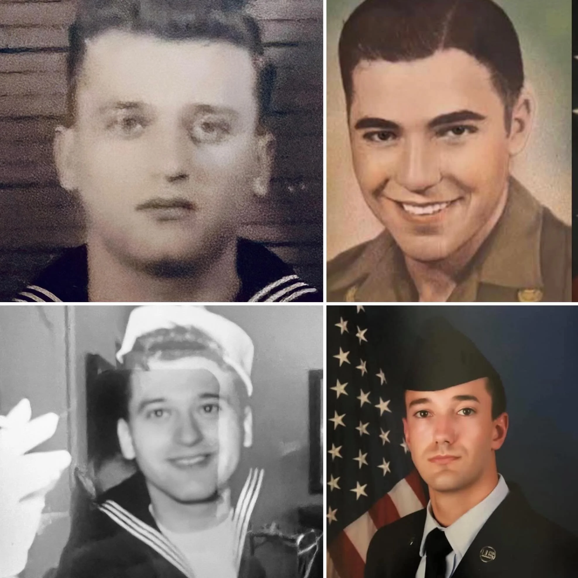 Happy Memorial Day! We remember my father, J. Paul Yokubinas (Naval Airforce) and Michael&rsquo;s father James Cox (Army), for their service with love and pride. ❤️&zwj;🩹🤍💙 
And we thank our son, Sargent Collin James Cox,(Airforce) their grandson 