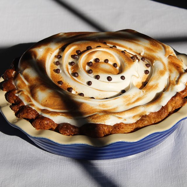 Butterscotch pie with marshmallow meringue &amp; salted maple pie by me. Photo by Faye.