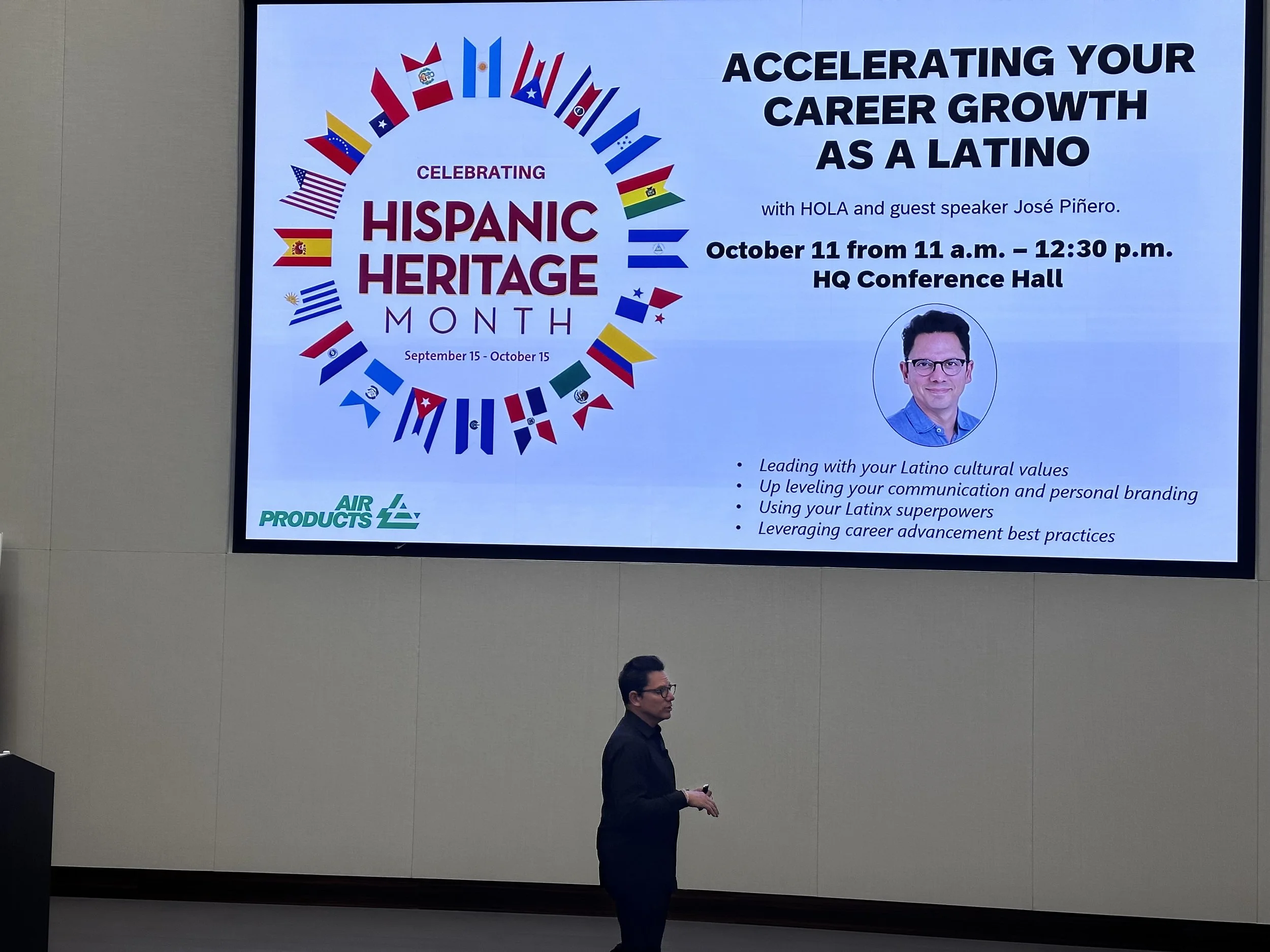 Jose Pinero, the Top Coach for Latinos, delivering a Hispanic Heritage Month Keynote