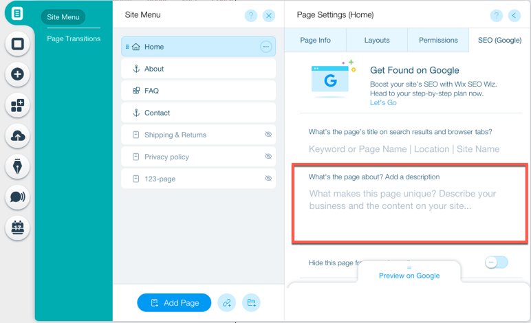 Adding seo page titles and descriptions in meta tags for Wix.png