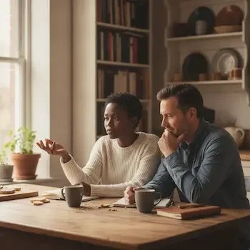 a young diverse couple talking