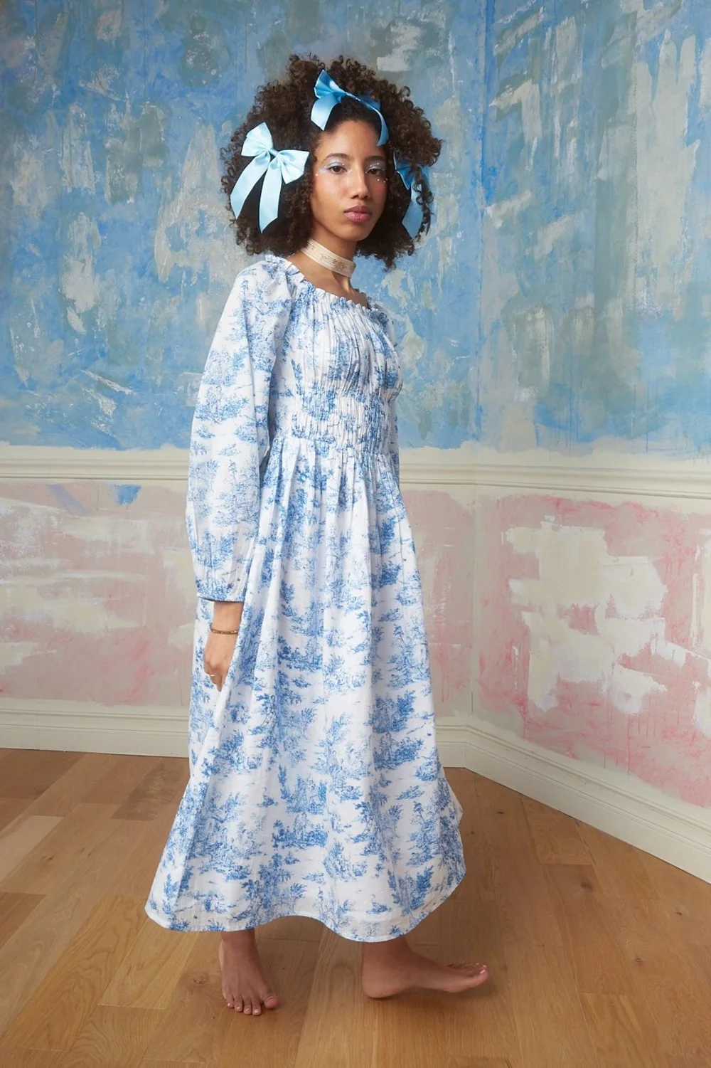 boho kimono wedding dress AI Inspired Custom Lace Long Sleeves Color:FERN ONLINE ONLY Category_ Evening Felicity Blue Bandage Midi