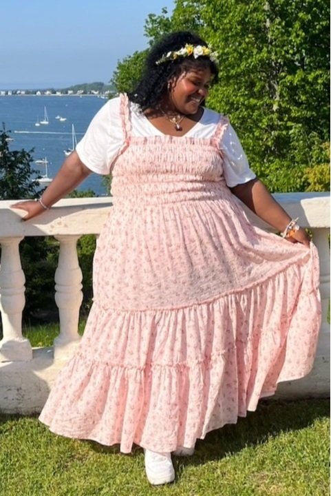 chinese dress ladies The Clementina Ruffle Floral Maxi Dress – Ivory Marie main image 1