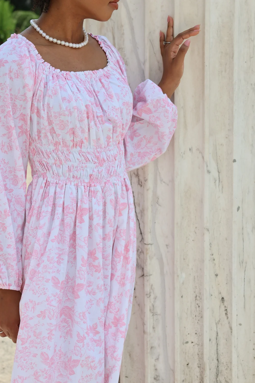 pink toile dress maternity Daphne Dress
