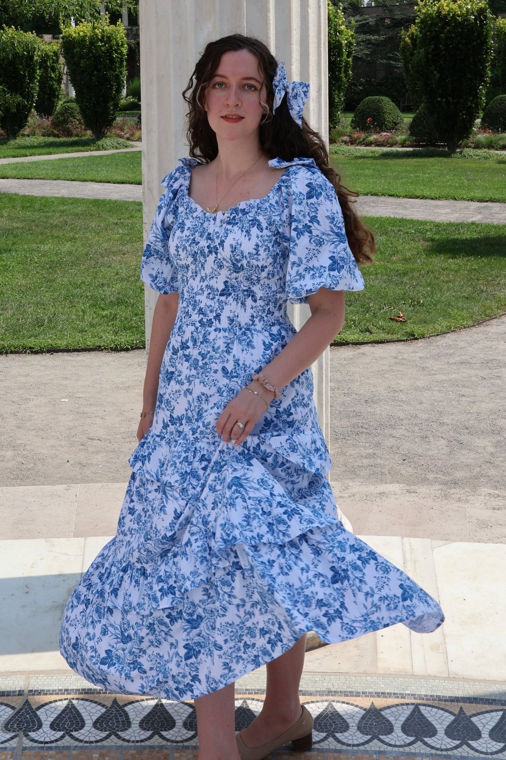 isabella blue dress Isabella Chiffon Floral Print Dress main image 1