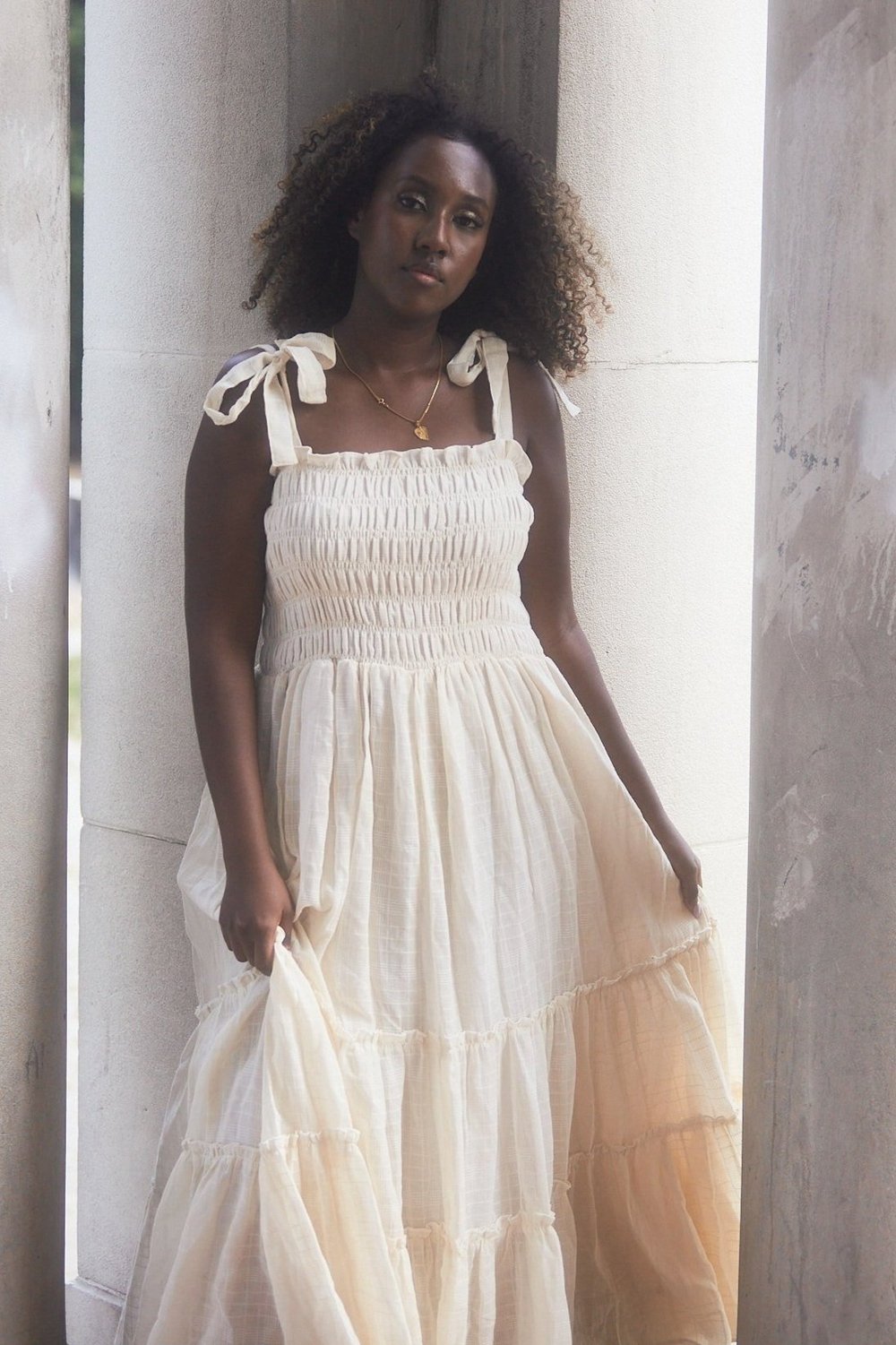 Clementine Maxi Dress- Crema — Dynasty George - Main Image