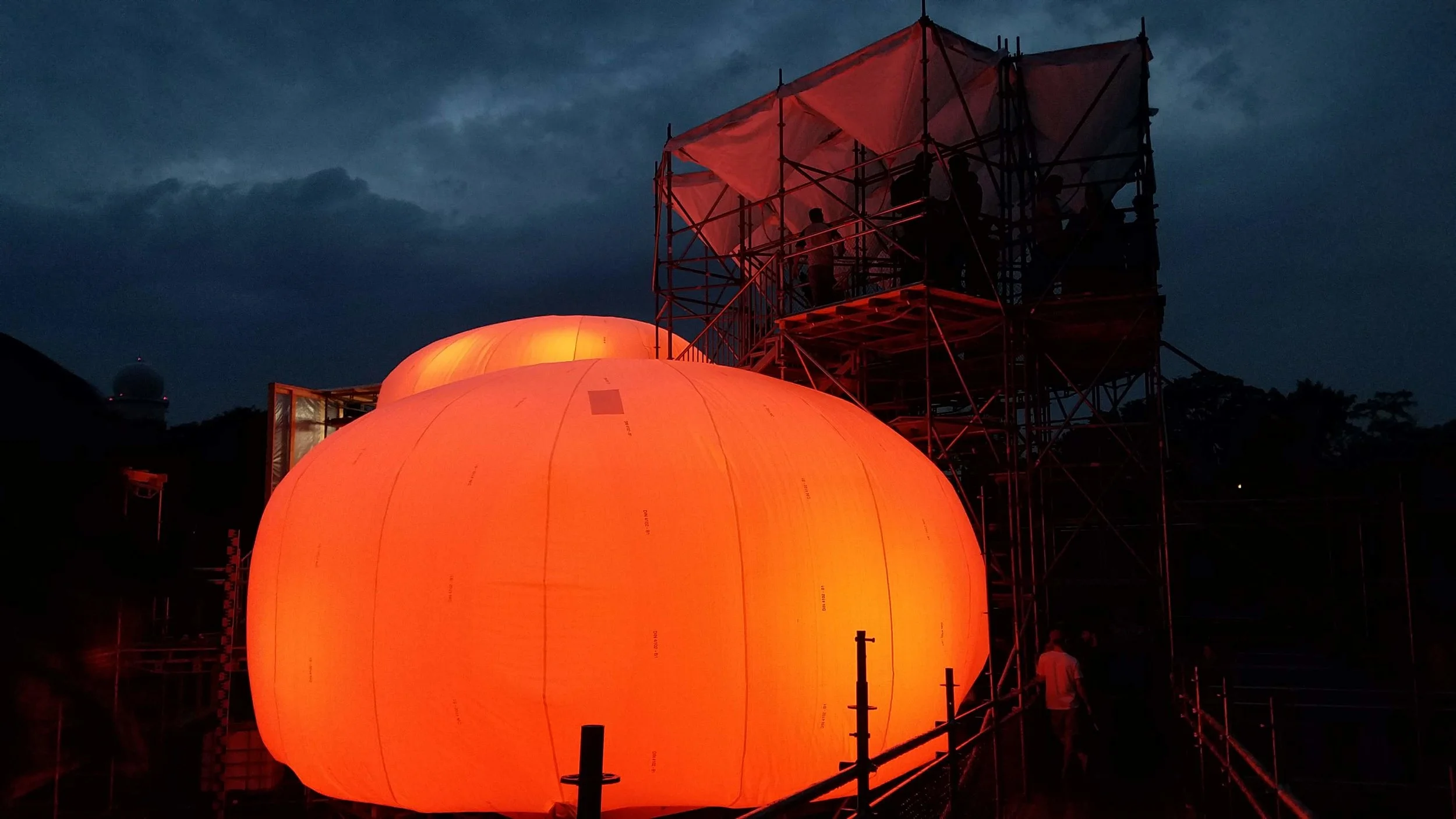At night, the Floating University resembles a glowing pumpkin patch