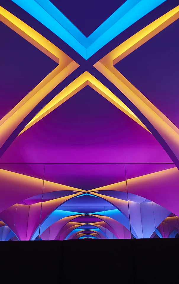 Office of Things recently completed 'Screen Play,' two Meditation Chambers for a Bay Area office. Screen Play provides a video interface that is stripped of its frame. Instead of stopping at the edges, the video and colored glass pass from one space in the office to another. The technology becomes one with the architecture, it reflects, moves, and disappears altogether as the occupant passes the building. The Meditation Chambers are studies on intimate immensity. They are tucked into small rooms, but their architecture, lighting, and sound push the physical bounds of the room, as well as the occupants sense of place. The rooms are different - one structured in its immensity (above), the other ephemeral. Links: Meditation Chamber Horizon / Screen Play / Video 1 / Video 2 Project Team: John Taylor Bachman, Can Vu Bui, Vincent Calabro, Lane Rick, Katie Stranix and Patrick Proctor
