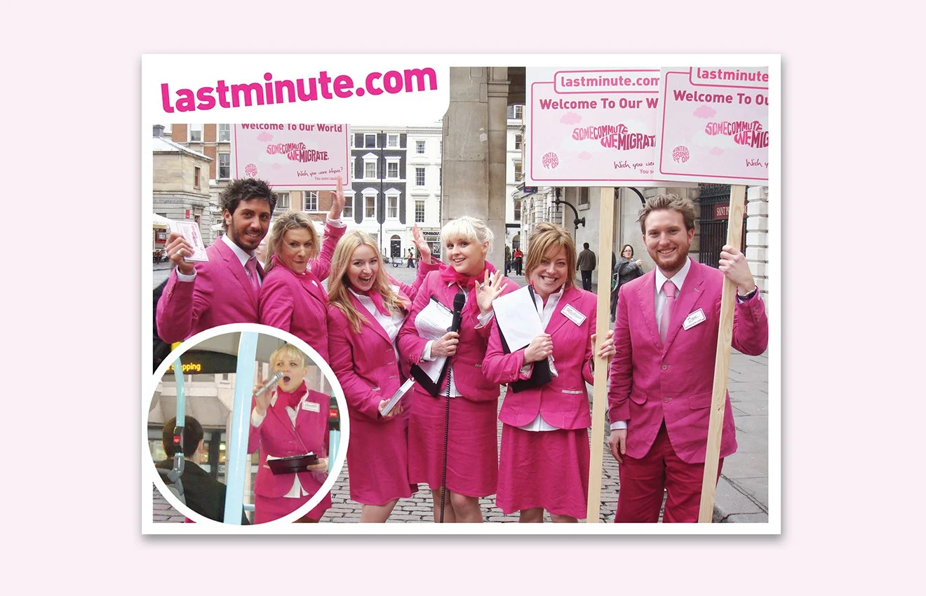   Lastminute.com:  Winter holidays flash-mob.  Design, copy.  