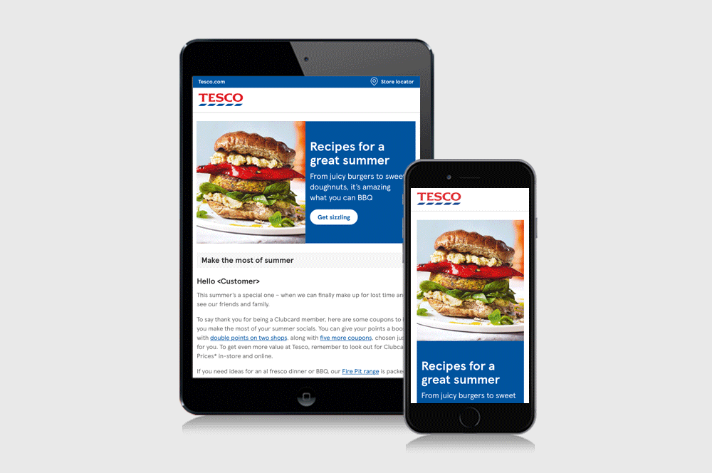   Tesco:  responsive email with animated gif hero 