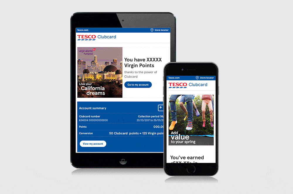   Tesco:  responsive email for Clubcard Statement.  Design.  