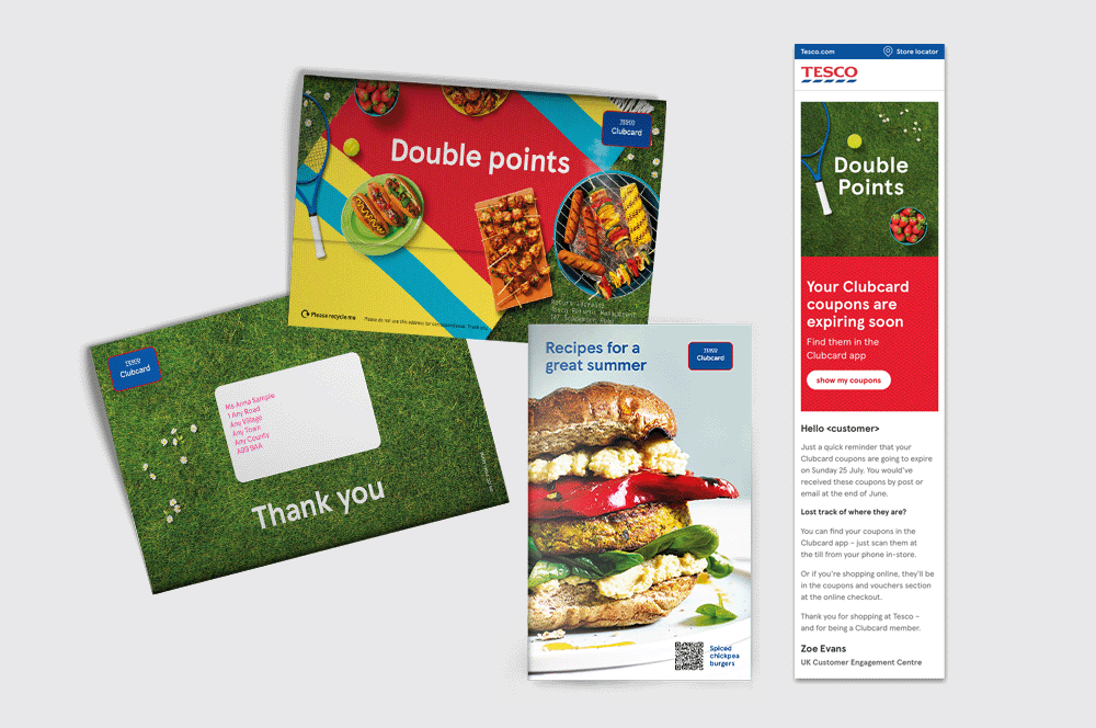   Tesco:  integrated summer campaign for Tesco Clubcard loyalty reward.  Concept and design – DM, email and social . 