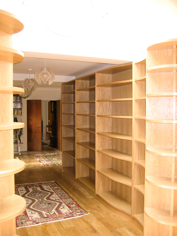 Fitted oak shelving