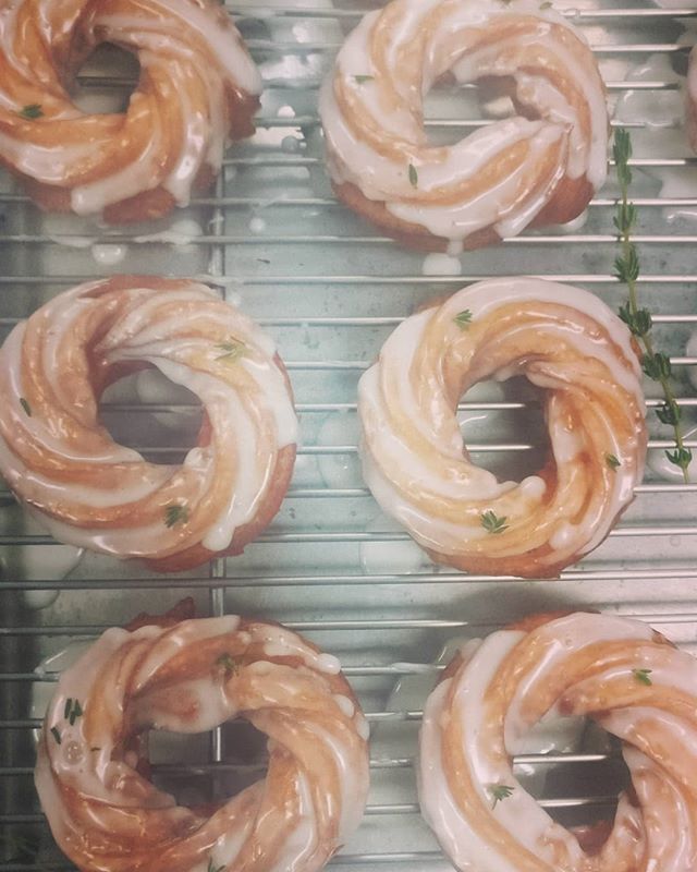 Stop by @bespokecoffeenc for some of our apple cider thyme #frenchcruller