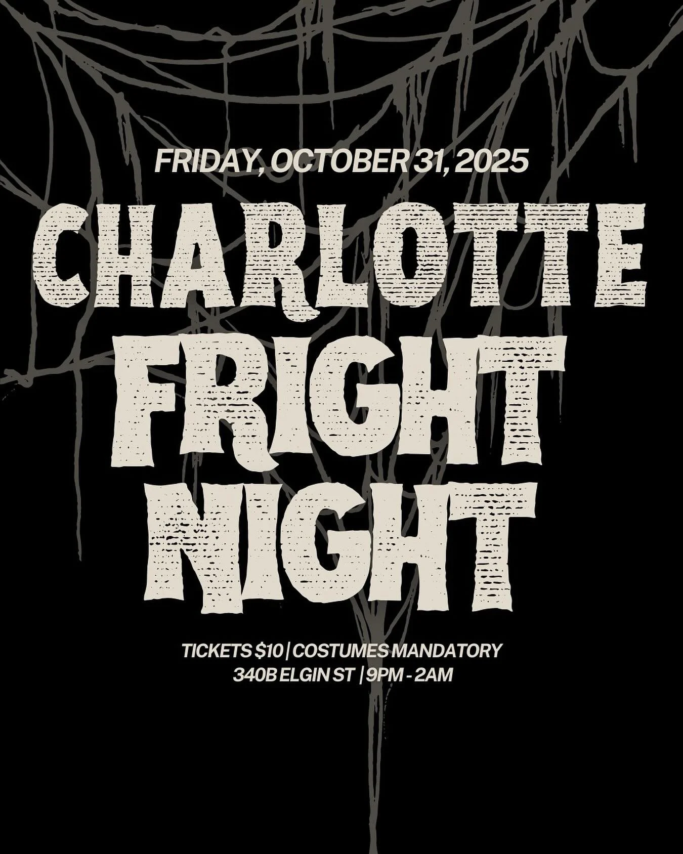 🖤 CHARLOTTE FRIGHT NIGHT 🖤

Join us Friday, October 31 for a Halloween soir&eacute;e unlike any other.

Costumes are mandatory. Tickets are $10 &mdash; on sale now at the link in bio.

📍 340B Elgin St | 9PM&ndash;2AM

#thingstodoinottawa #Charlott