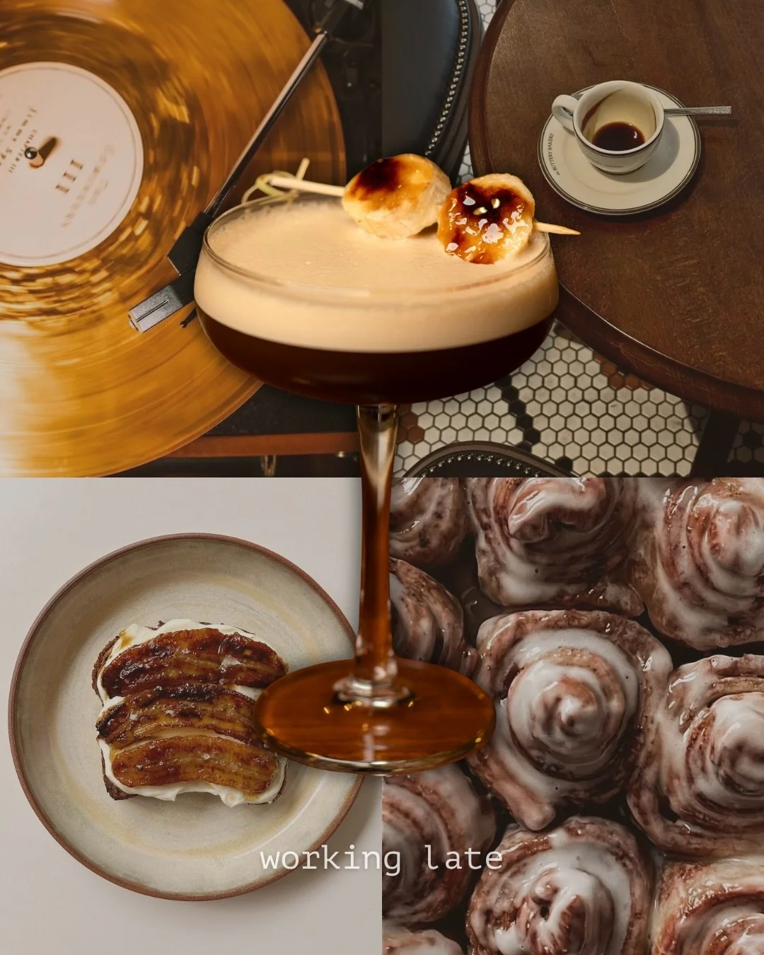 working late 🍌🍫☕️
 vodka / chocolate liqueur / banana liqueur / cinnamon demerara syrup / espresso

now on the menu at charlotte <3