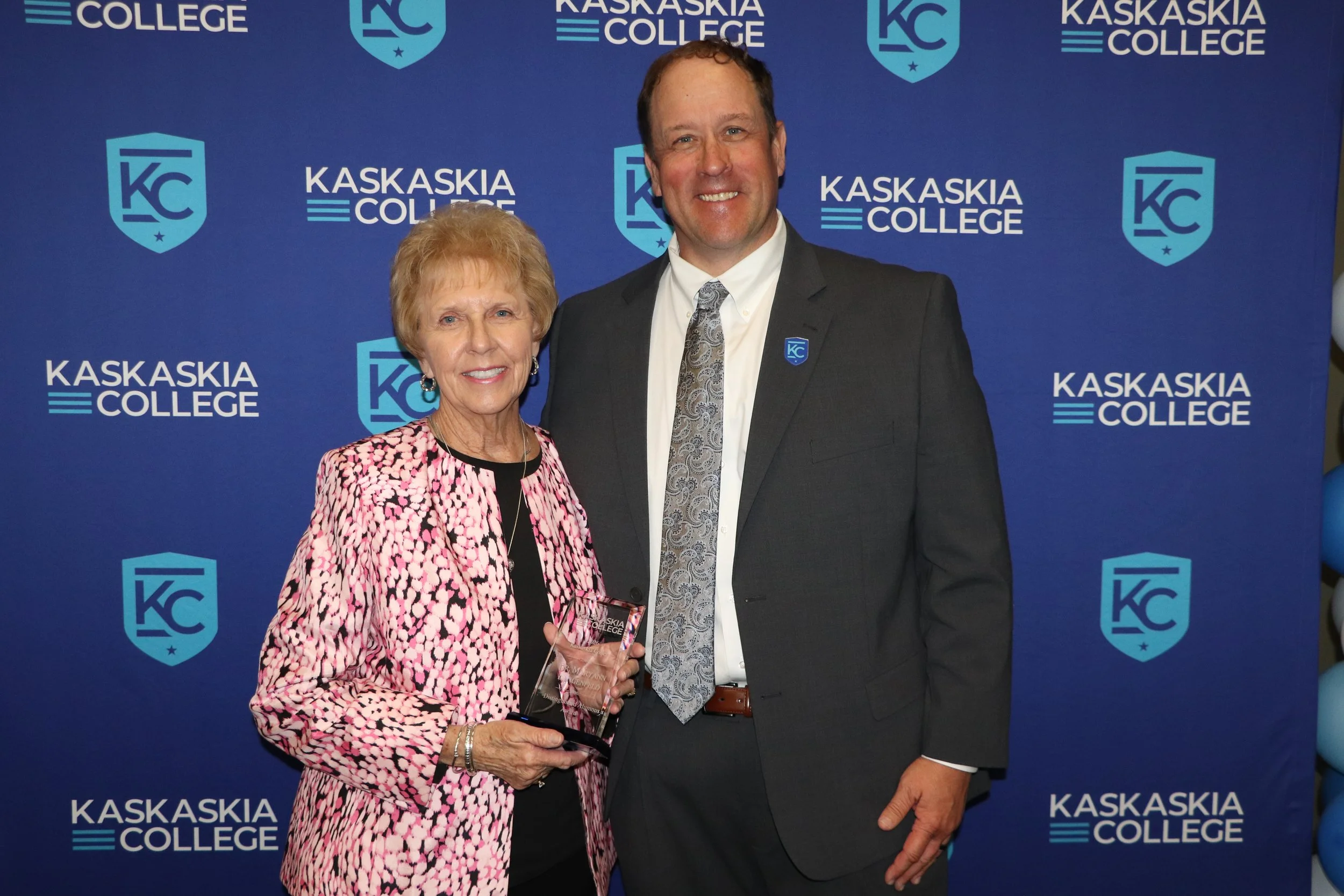 Dr. Maryann Langenfeld and President George Evans.JPG