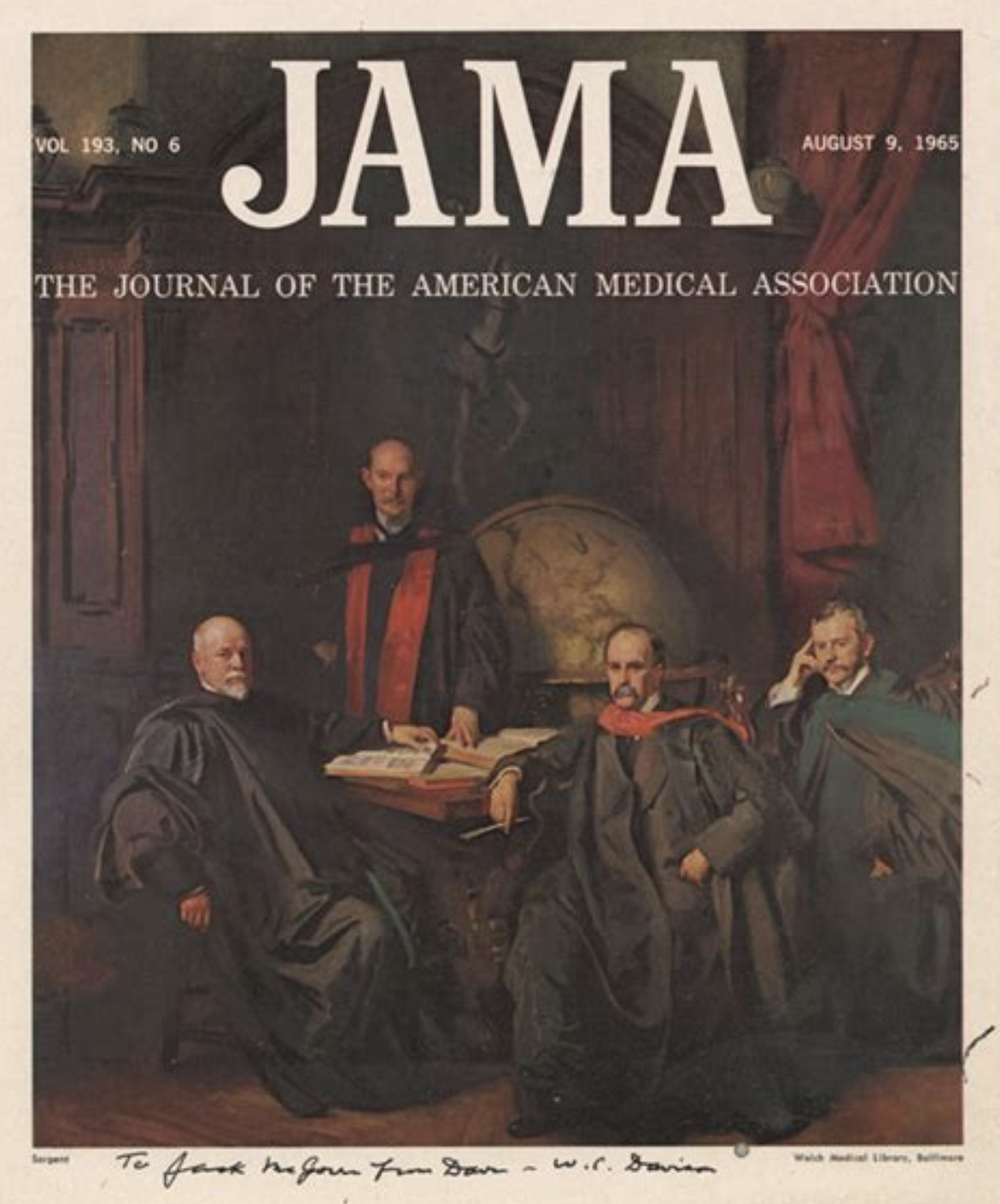 Cover of the Journal of the American Medical Association, Vol. 193, No 6, August 9, 1965