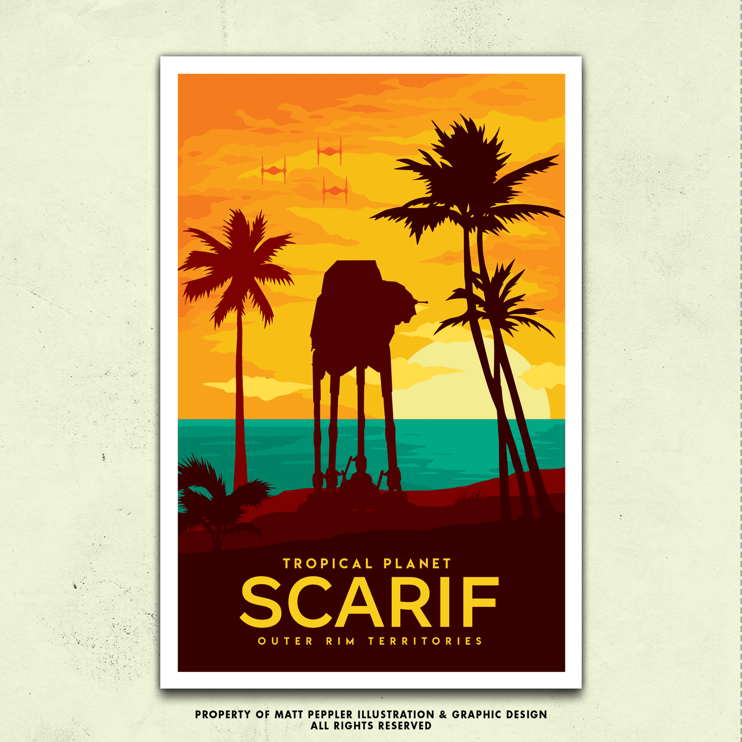 Scarif Travel Poster | Star Wars-Inspired Vintage Sci-Fi Art by