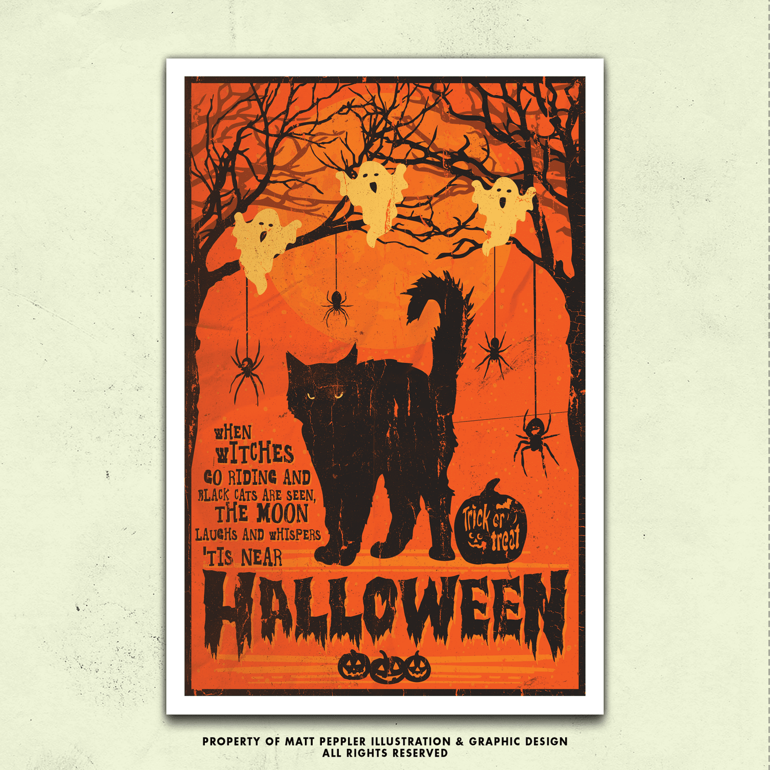 Tis Near Halloween Vintage Poster | Spooky Black Cat Halloween
