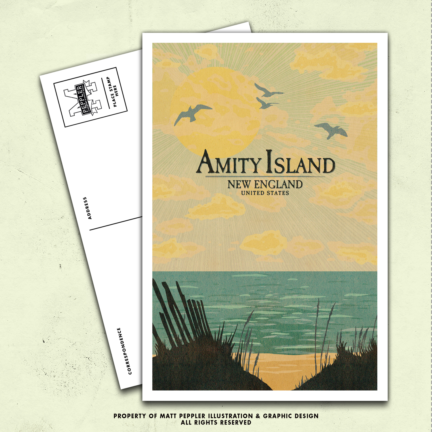 Amity Island Travel Postcard — Matt Peppler