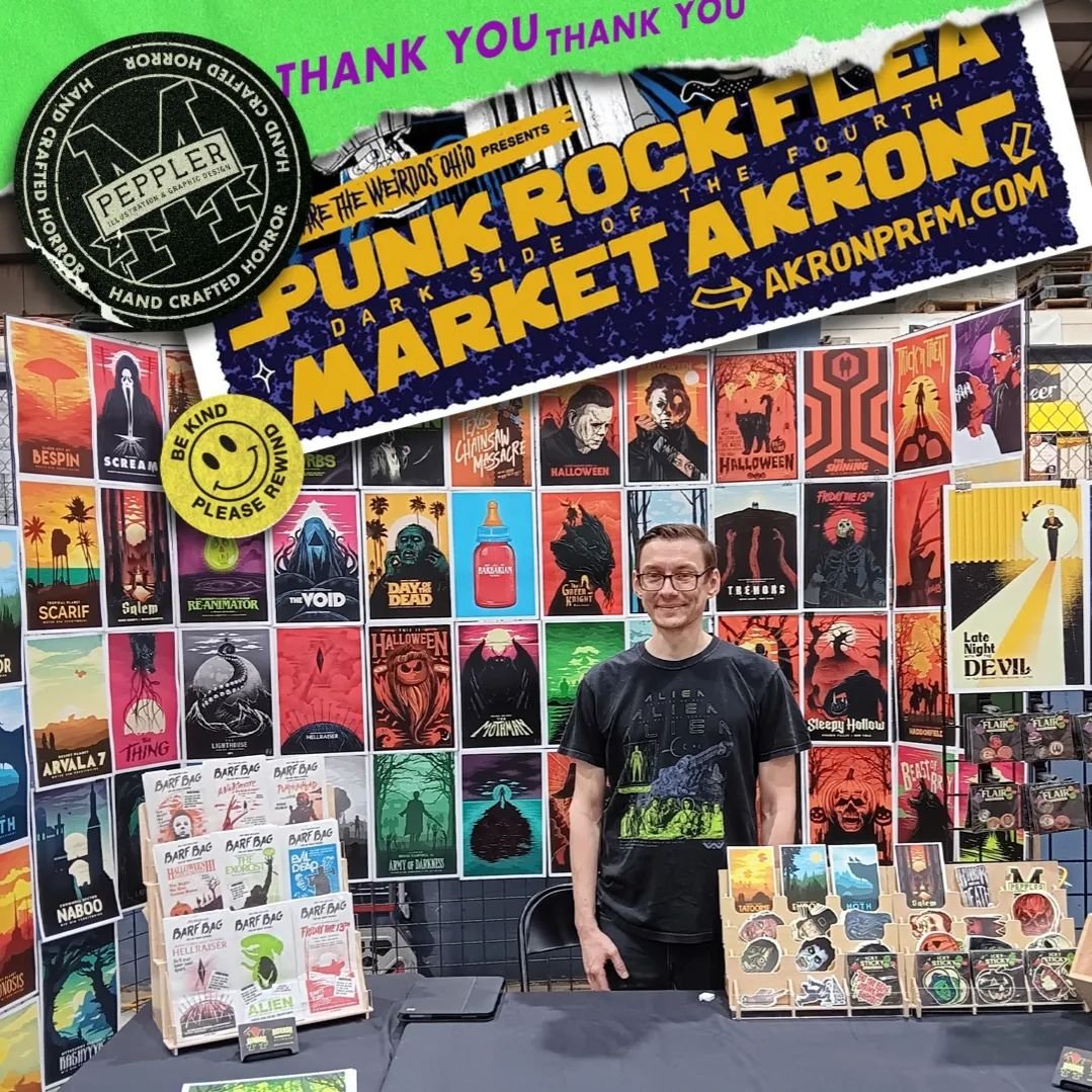 Thank you, everyone who came out to @akronprfm last Saturday! It was great seeing so many familiar faces grabbing more of my artwork! And thanks for @we.are.the.weirdos.ohio for having me back! You always put on a good one!

#akron #punkrockfleamarke