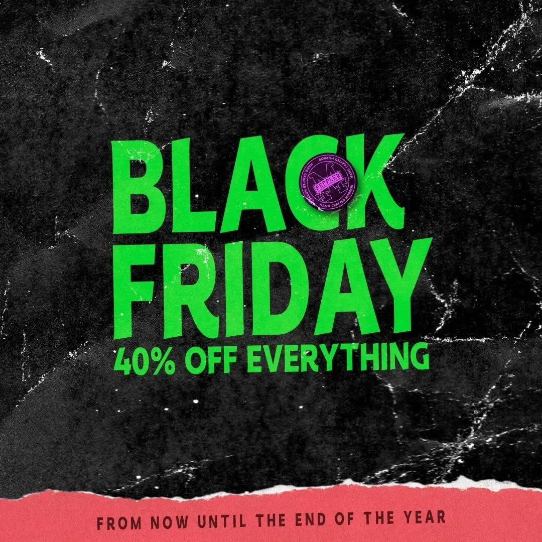Hey everyone! My annual Black Friday Sale is now live! 40% off everything on my site and on Etsy! Offer extends until the end of the year!

#blackfriday #horroraddict #horrorfans