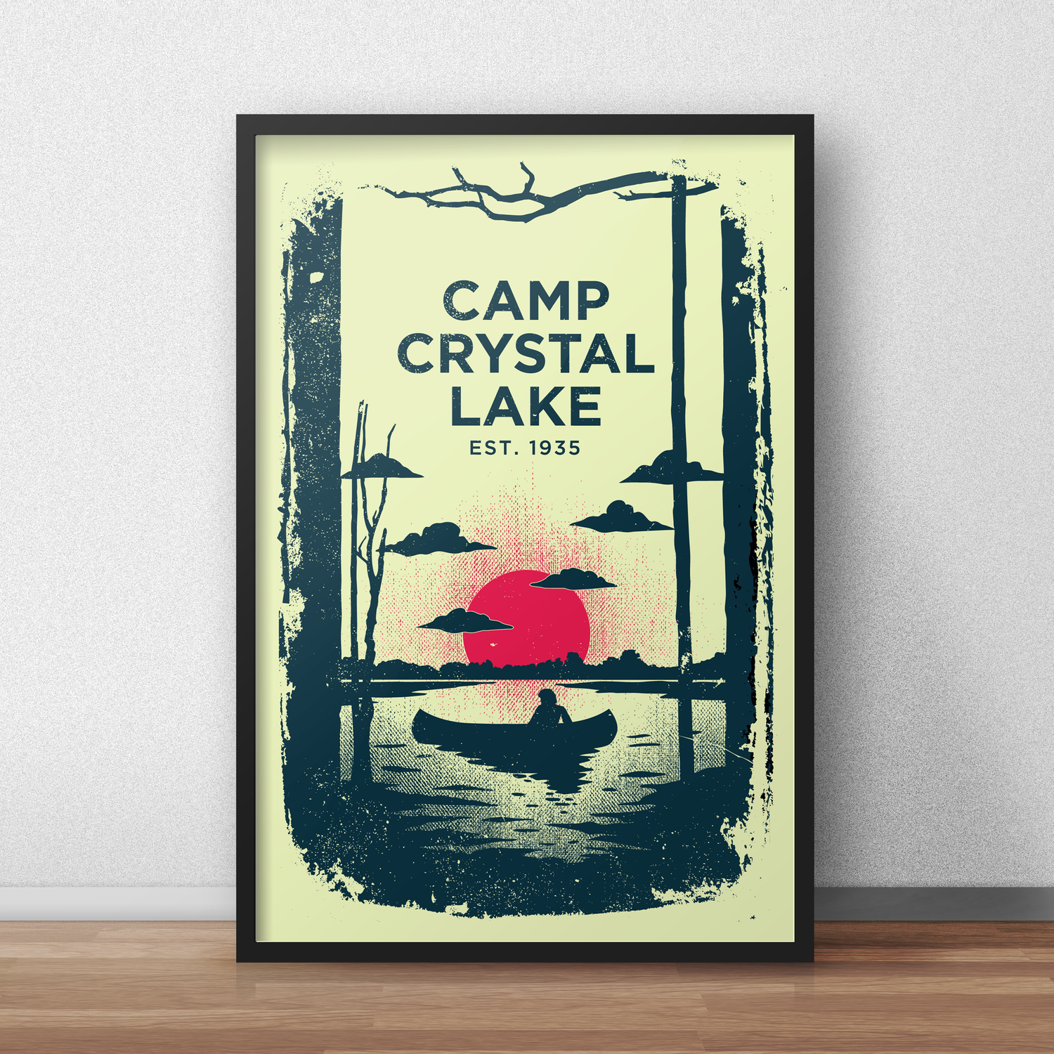 Vintage Camp Crystal Lake Travel Poster – Friday the 13th Horror
