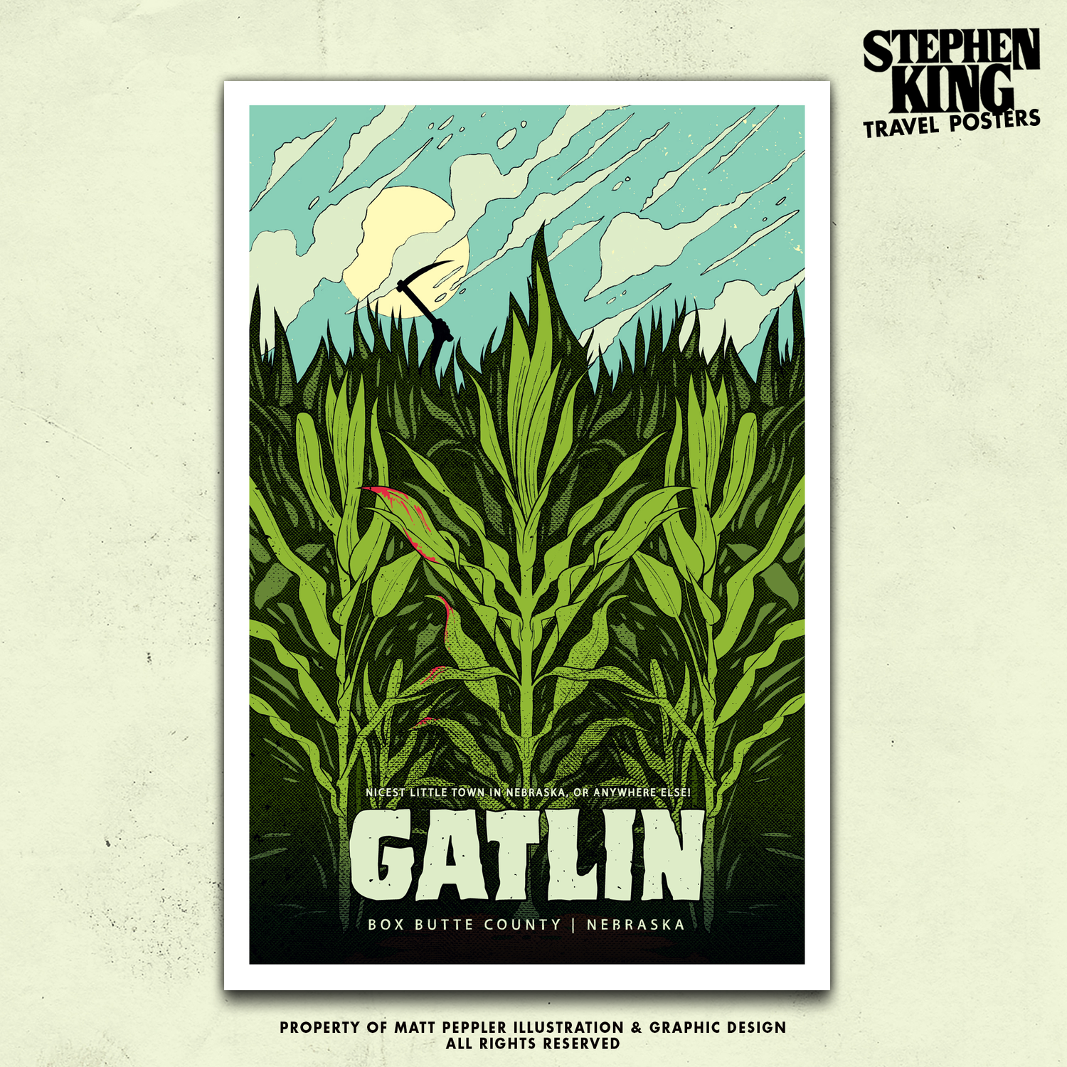 Gatlin Travel Poster – Vintage Horror Wall Art Inspired by Stephen