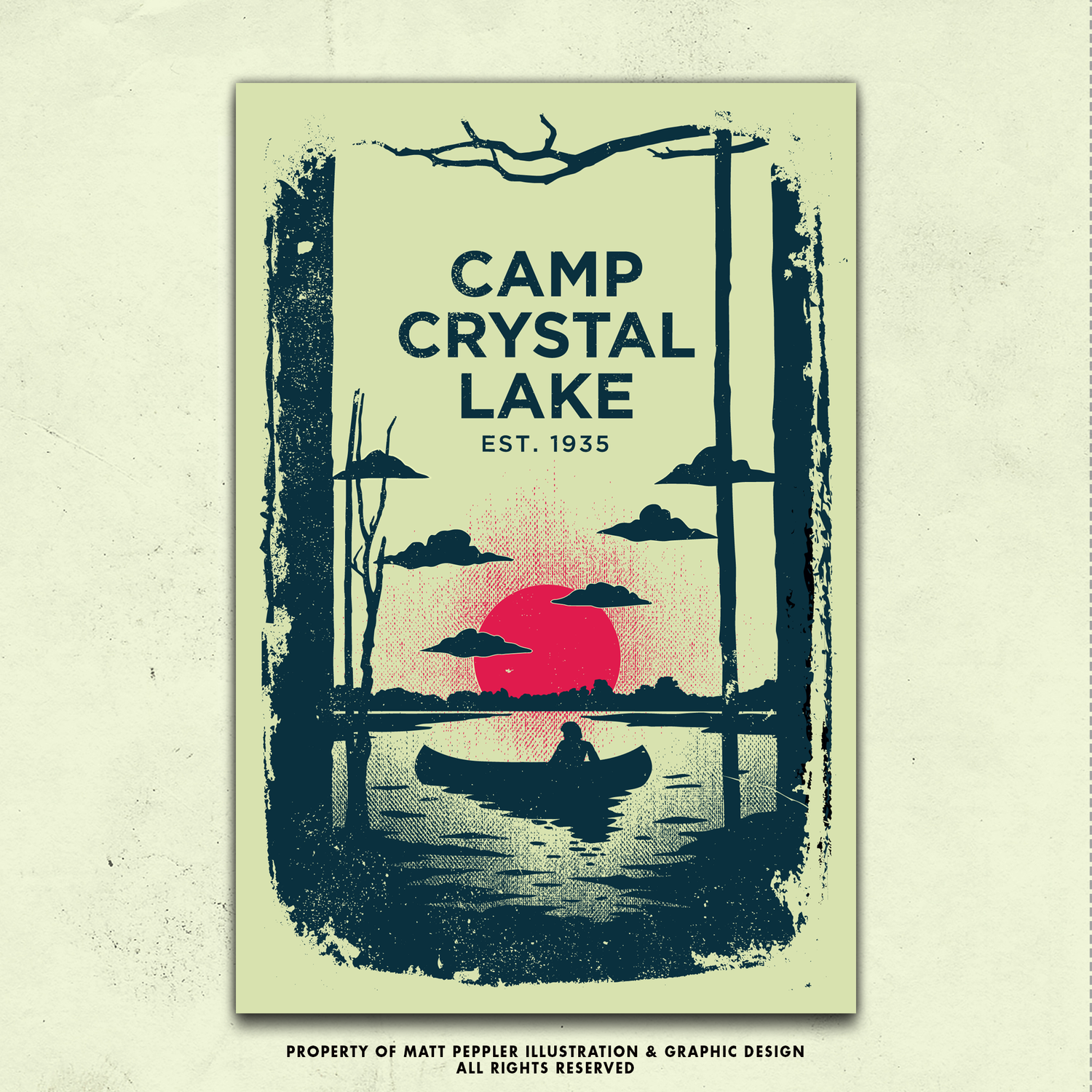 Vintage Camp Crystal Lake Travel Poster – Friday the 13th Horror