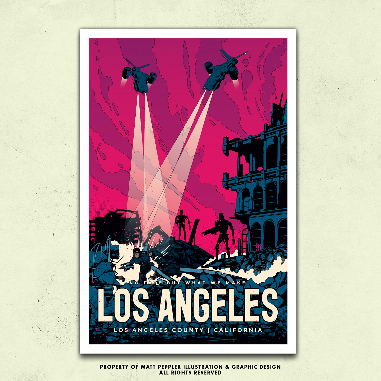 Los Angeles Travel Poster – Terminator Inspired Sci-Fi Wall Art