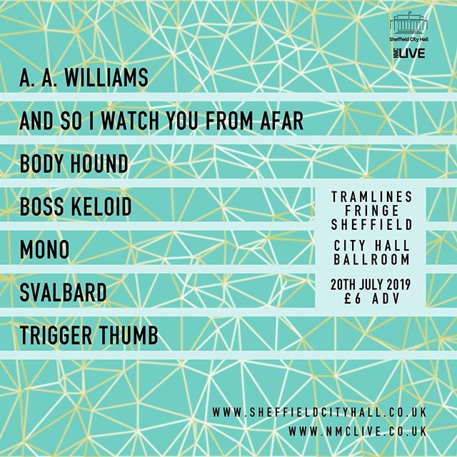 Y'all know this is only &pound;6, right?

Tickets can be had from www.sheffieldcityhall.co.uk

@aawilliamsmusic @asiwyfa_music @body_hound @boss_keloid_band @monoofjapan @svalbard 
#tramlinesfestival #tramlines #sheffield #music