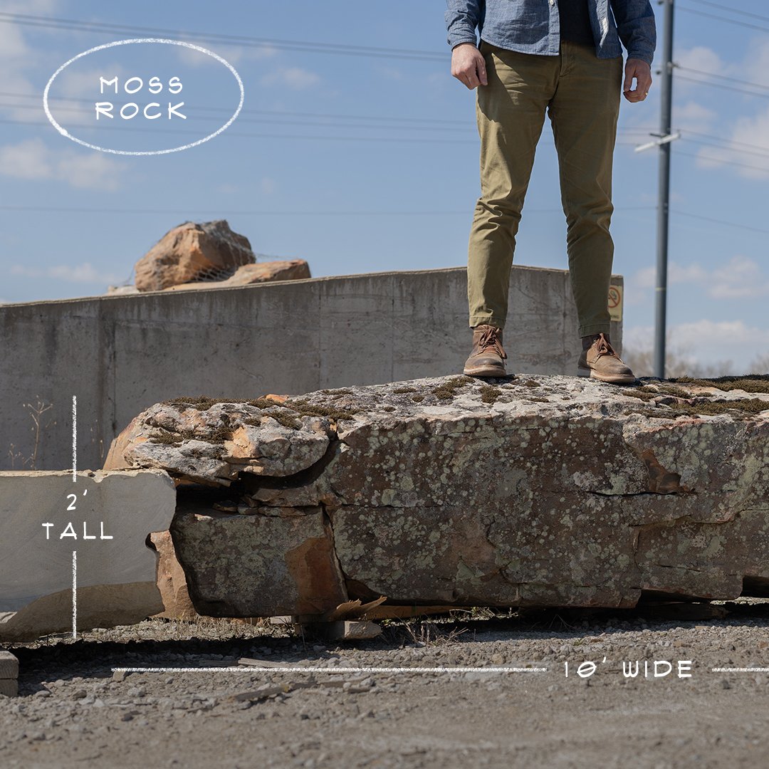 We&rsquo;ve got boulders in varying sizes and colors. And this 10&rsquo; monument of a stone warranted a human for scale (6&rsquo;1&rdquo; man sporting a @bestmadeco denim shirt, olive @gap khakis, and 10 year old @clarksshoes). Not here for those de