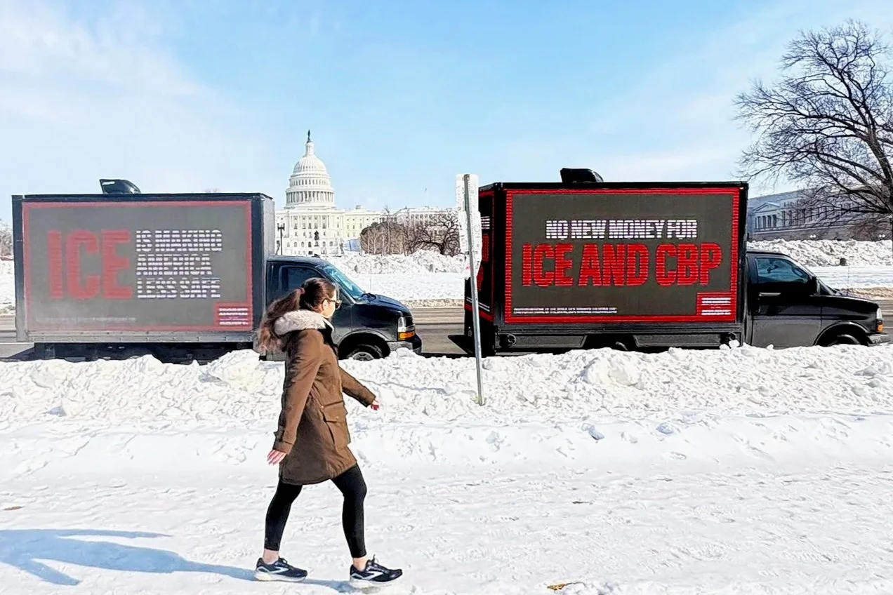 Anti-ICE Video Truck Debuts in Washington, DC