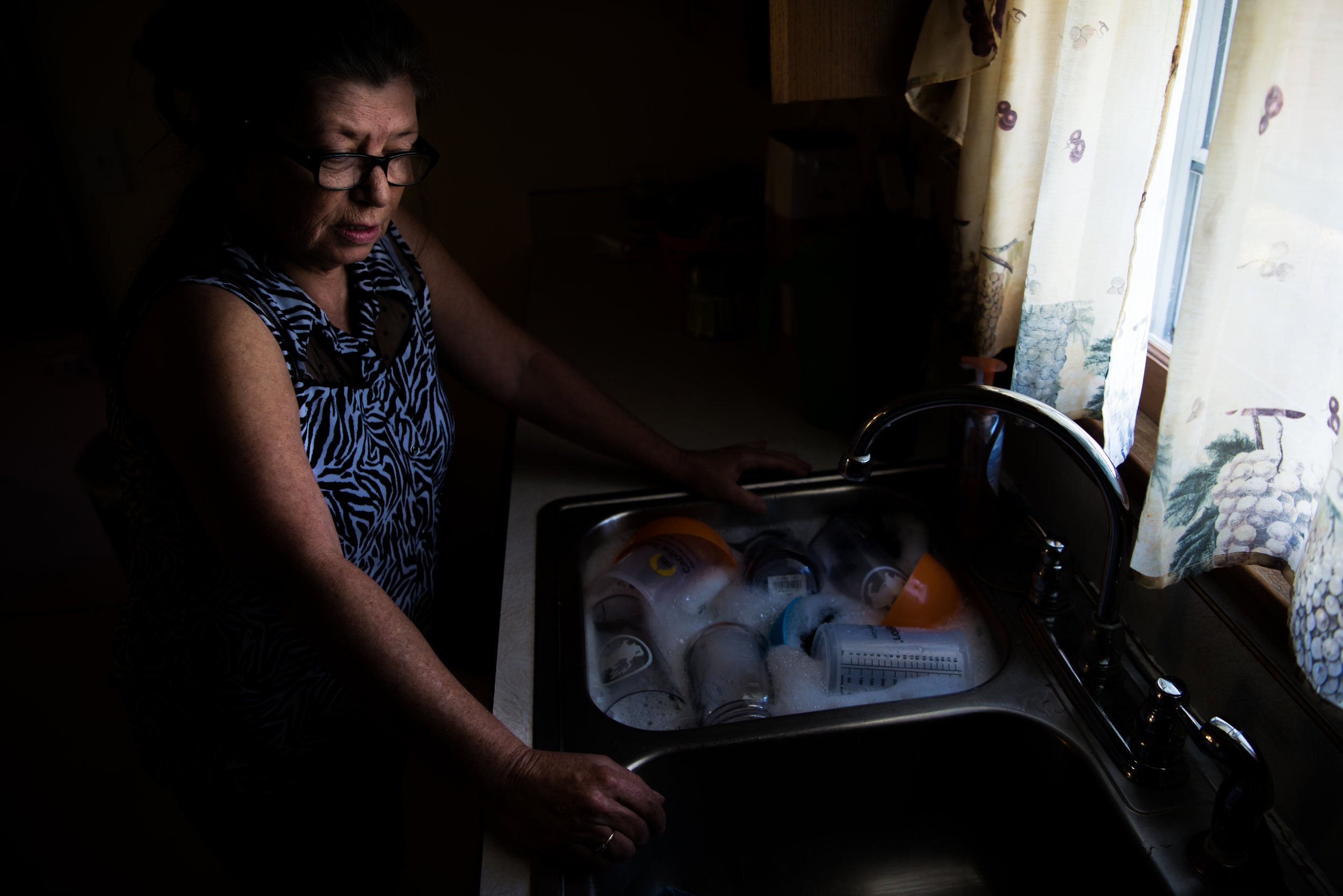  Chery takes a moment for herself before waking up Adam and beginning his morning routine. “It takes at least six years for swelling in the spine to go away after an injury like his,” Chery said. “We’re just barely past five, and look where he’s at.”